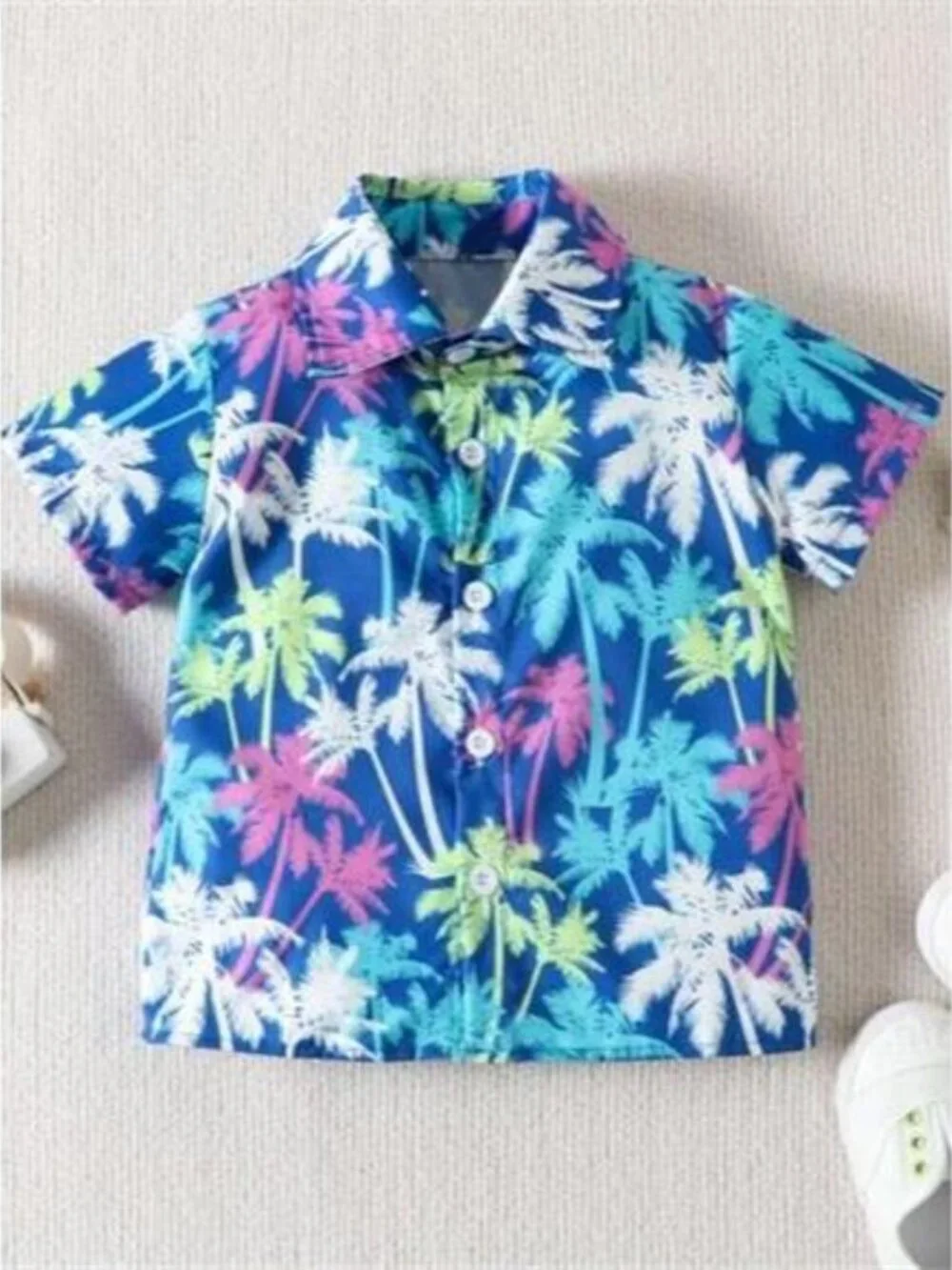 Children's Tropical Print Button-Up Shirt & Shorts Set